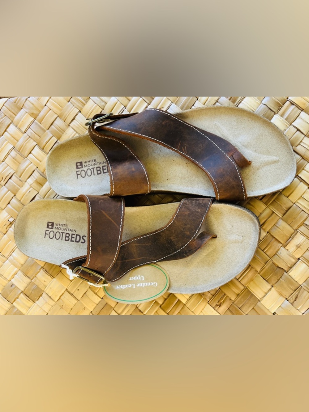 White Mountain Brown Leather Footbed Sandals